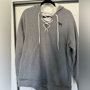 Lace pp fleece pullover hoodie🩶